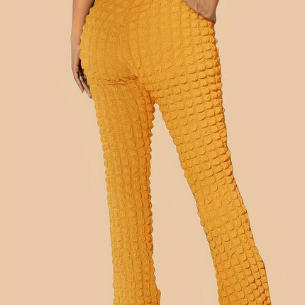 UNICORN Women High-Waisted Flare Pants Color Plaid Pattern xs s m l xl xxl