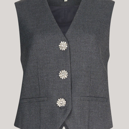 UNICORN Rhinestone Buttons Vest Grey s m l xl