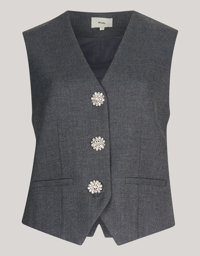 UNICORN Rhinestone Buttons Vest Grey s m l xl