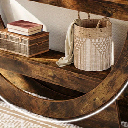 UNICORN 63-Inch Console Table, Farmhouse-Style Two-Tier Entry Table Dark Brown
