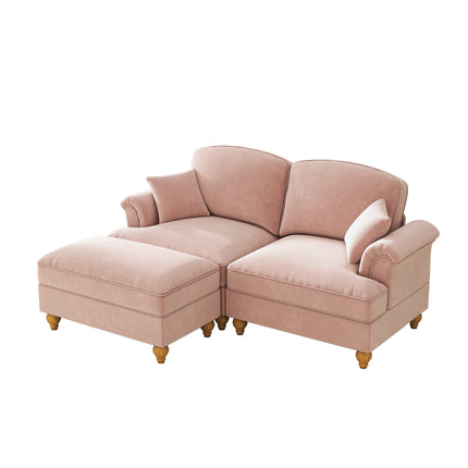 UNICORN Modular Mid-Century L-Shaped 2-Seater Chenille Sofa for Living Room Pink