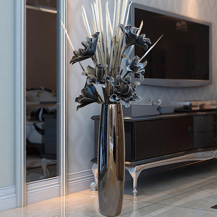 UNICORN Luxurious 60Cm Tall Ceramic Floor Vase in Electroplated silvery And Golden