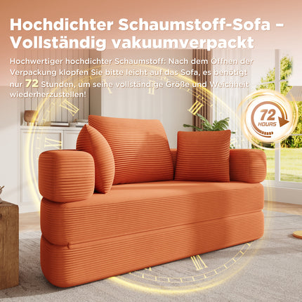 UNICORN Multifunctional Freestanding Foldable Sofa Bed Boneless Couch Oval Bed with Cushions, Modular Sofa Cord Fabric Cover (173 x 176 cm) Suitable for Apartments Living Room Bedroom