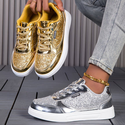 UNICORN Ladies Glittery Road Running Shoes Golden and Silvery Sparkling