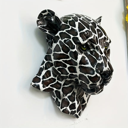UNICORN Black And White Patterned Leopard Head Wall Sculpture in Art Deco Style