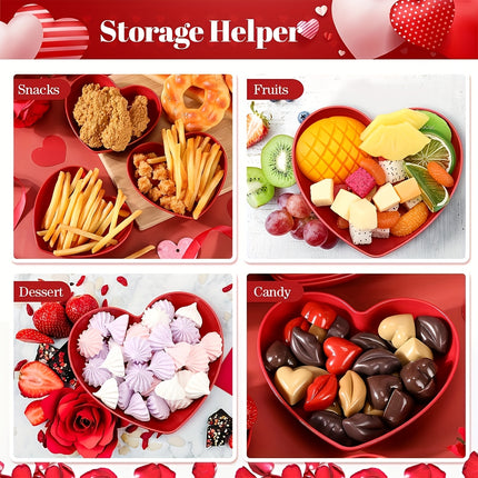 UNICORN 5pcs and 3 pcs Party Red Romantic Heart Plates, Mini Plastic
