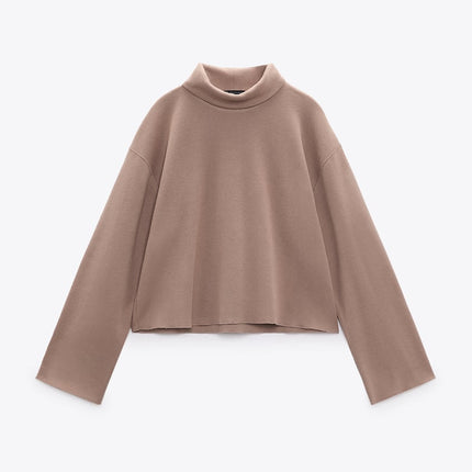 UNICORN women's turtleneck sweater with stand-up collar hoodie sweater light brown black Ecru s m l xl xxl
