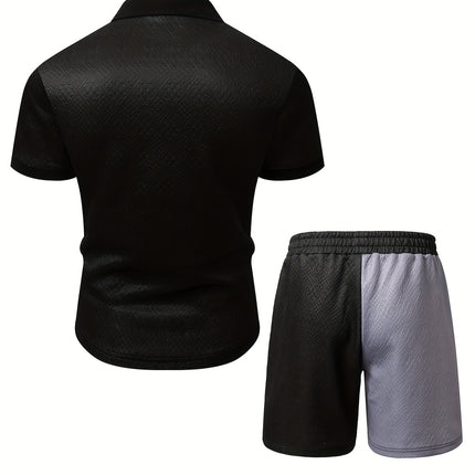 UNICORN Men'S Short-Sleeve Polo Shirt And Shorts Color-Blocked Two-Piece Set s m l xl
