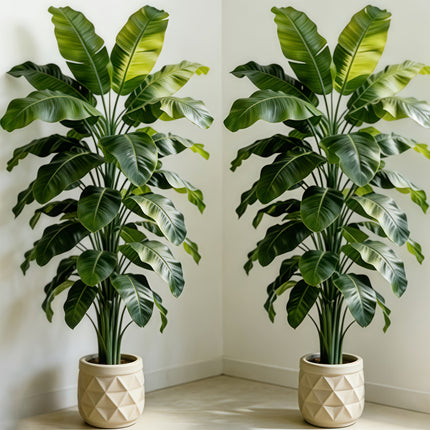 UNICORN Two 53.54-inch Large Artificial Plants Lush Green Leaves