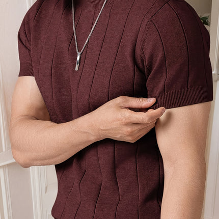 UNICORN Men Slim Fit Striped Textured Knit Crew Neck T-Shirt s m l xl