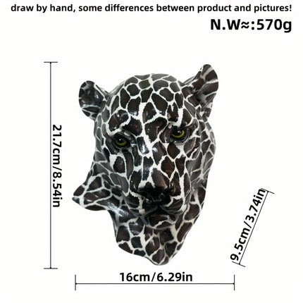 UNICORN Black And White Patterned Leopard Head Wall Sculpture in Art Deco Style