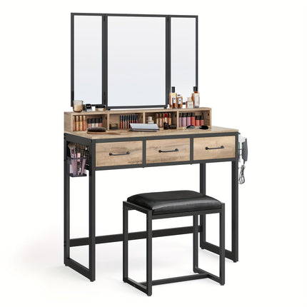 UNICORN Modern Vanity Dressing Table with Padded Stool Black