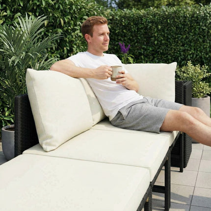 UNICORN Modular Corner Sofa with Cushions Black Poly Rattan