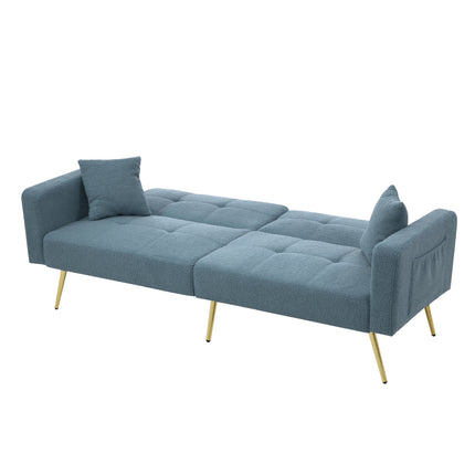 UNICORN Modern minimalist sofa bed size: 175*64*72 cm angle adjustable gold bed legs sofa with cushions side storage pockets