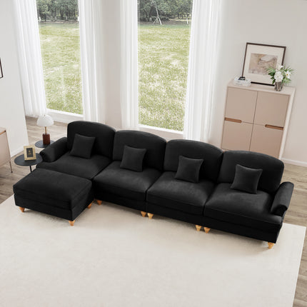 UNICORN L-Shaped 4-Seater Sofa Comfortable Seating for Living Room Black