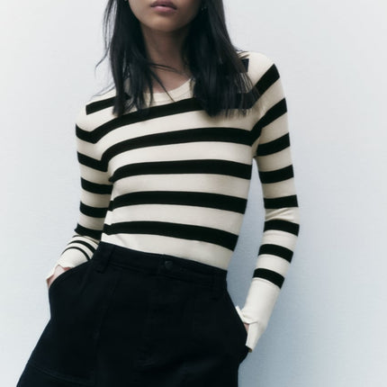 UNICORN jersey sweater round neck and long sleeves sweater hoodie striped black white s m l xl xxl