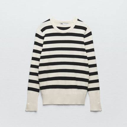 UNICORN jersey sweater round neck and long sleeves sweater hoodie striped black white s m l xl xxl