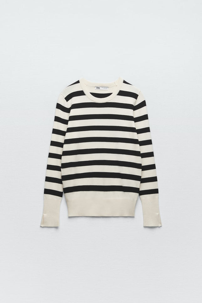 UNICORN jersey sweater round neck and long sleeves sweater hoodie striped black white s m l xl xxl