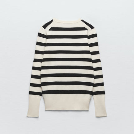 UNICORN jersey sweater round neck and long sleeves sweater hoodie striped black white s m l xl xxl