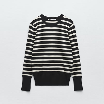 UNICORN jersey sweater round neck and long sleeves sweater hoodie striped black white s m l xl xxl