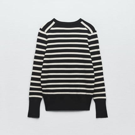 UNICORN jersey sweater round neck and long sleeves sweater hoodie striped black white s m l xl xxl
