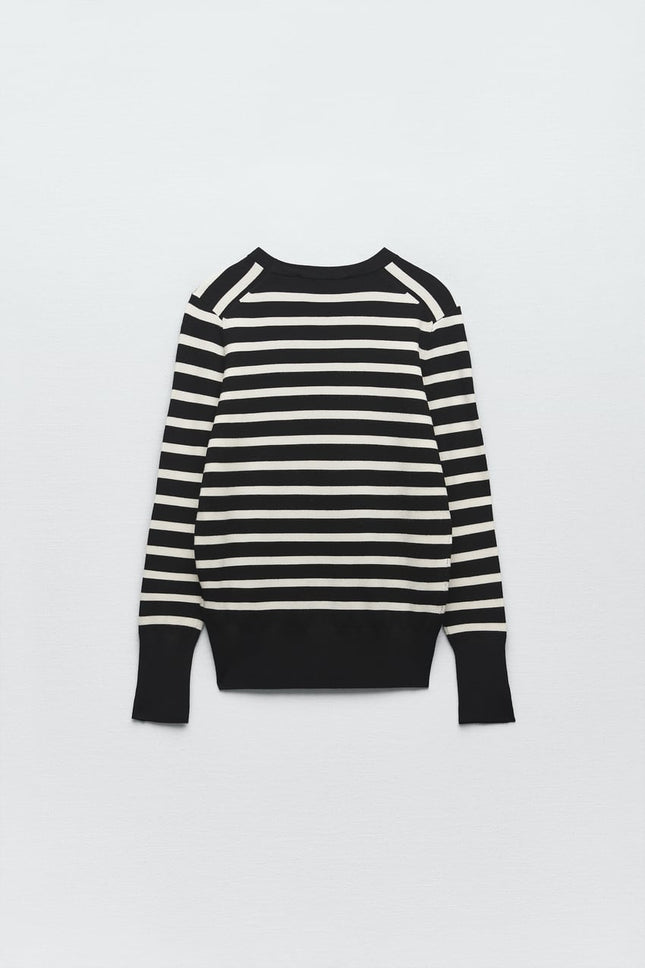 UNICORN jersey sweater round neck and long sleeves sweater hoodie striped black white s m l xl xxl