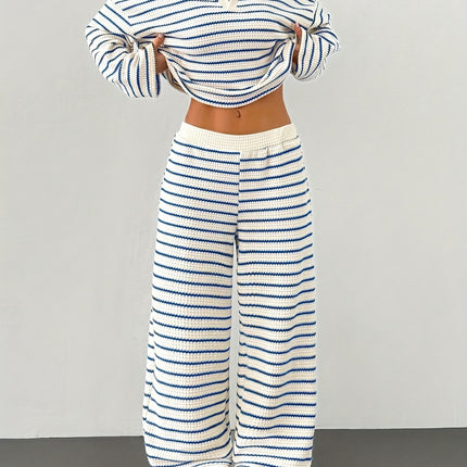 UNICORN Stylish And Relaxed Striped Pants Set for Women with a Tailored Collar xs s m l xl