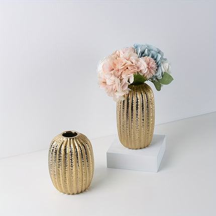 UNICORN 1pc Modern Simple Ceramic Vase Ornament Creative Golden Flower Vase