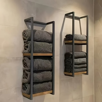 UNICORN 2-Layer Iron Wall-Mounted Towel Rack Black