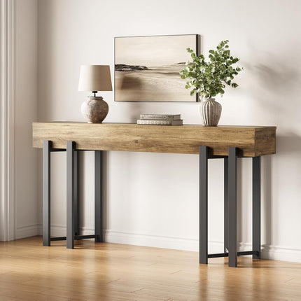 UNICORN 63-Inch Console Table for Entryway, Industrial Behind Couch Table Brown