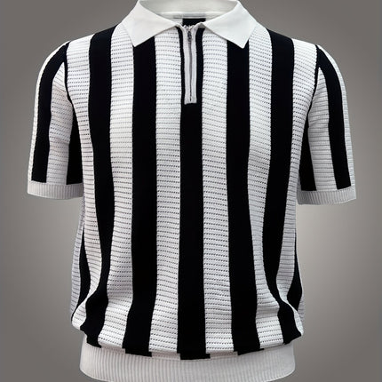 UNICORN Color-Blocked Hollowed-Out Striped Knit Polo Shirt for Men xs s m l xl xxl