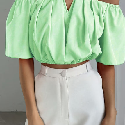 UNICORN Off-the-Shoulder Solid Color Short Blouse  Daily Wear, Parties, All-Season xs s m l