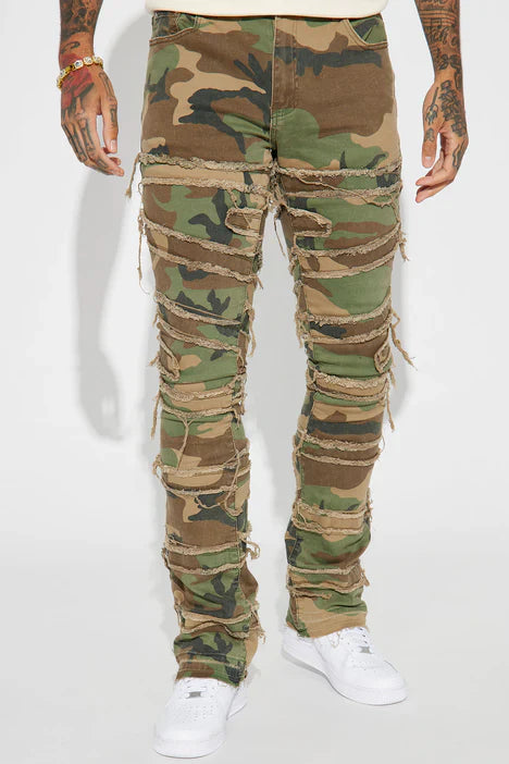 UNICORN Men's jeans army print camouflage brown green s m l xl xxl