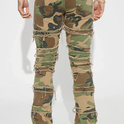 UNICORN Men's jeans army print camouflage brown green s m l xl xxl