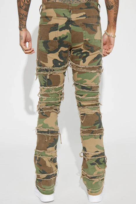 UNICORN Men's jeans army print camouflage brown green s m l xl xxl