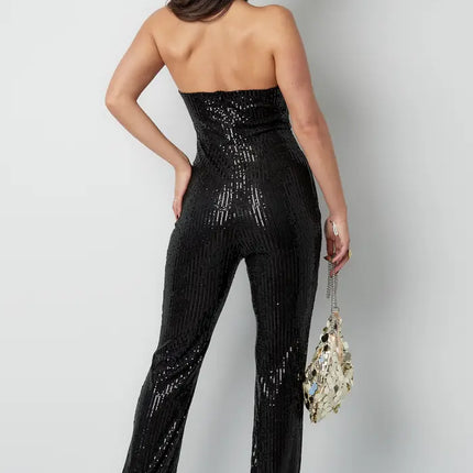 UNICORN Glitter halter jumpsuit - black S M L