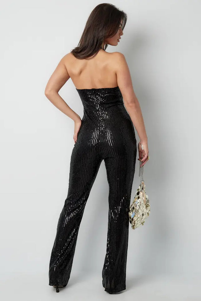 UNICORN Glitter halter jumpsuit - black S M L