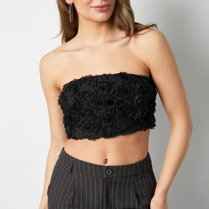 UNICORN Roses bandeau top - Black  S M L
