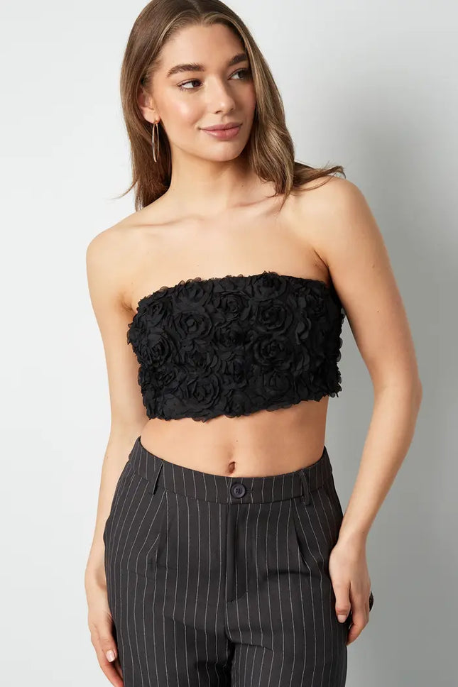 UNICORN Roses bandeau top - Black  S M L