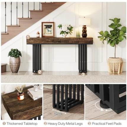 UNICORN 55-Inch Industrial Console Table with Sturdy Metal Frame Brown Black