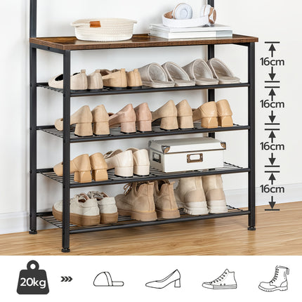 UNICORN 5-Tier Coat & Shoe Rack with Shoe Storage Dark Brown