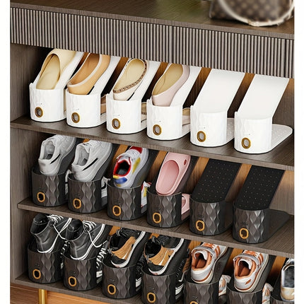 UNICORN 20pcs Adjustable Plastic Shoe Racks, Space-Saving White Black