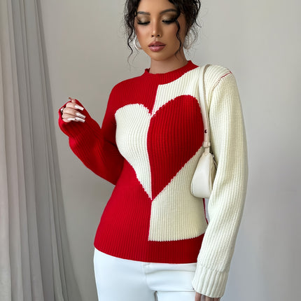 UNICORN Womens Valentine's Day Color-block Heart Pattern Pullover s m l xl
