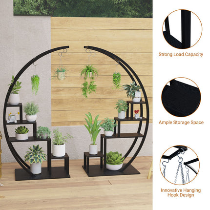 UNICORN 2 Pack 5 Tier Metal Plant Stand Black
