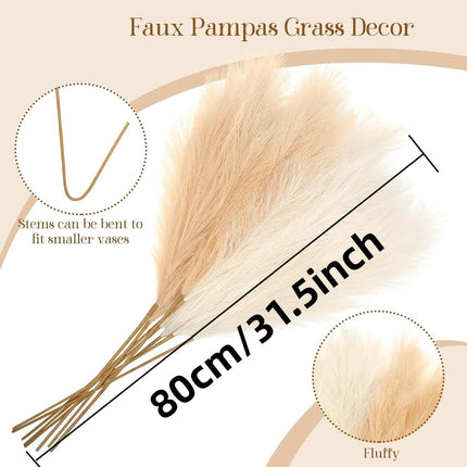 UNICORN 19 Bundles  31.89-Inch Artificial Pampas Grass Plants Beige/mixed/Brown/Black/white