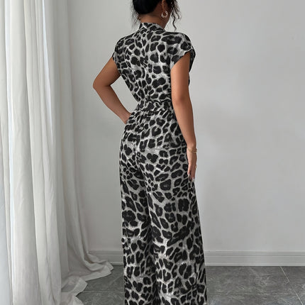 UNICORN Summer Print Stand Collar Vacation Style Elegant Casual Belted Jumpsuit s m l xl