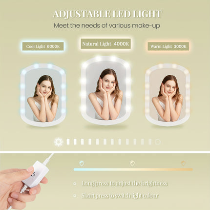 UNICORN Dressing Table with Oval Mirror,LED Lights, Adjustable Brightness