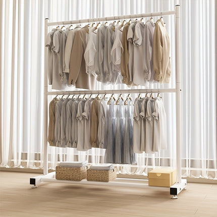 UNICORN Declaration Modern Double Tier Clothing Rack with Wheels golden black white