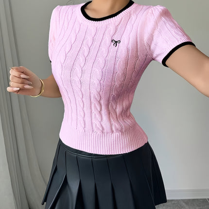 UNICORN Cat Ear Design Womens Short Sleeve Top Elegant Two-Tone Edges s m l xl