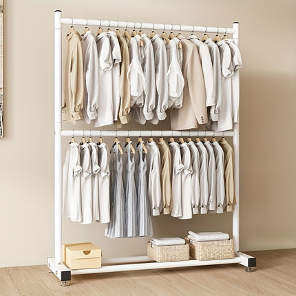 UNICORN Declaration Modern Double Tier Clothing Rack with Wheels golden black white